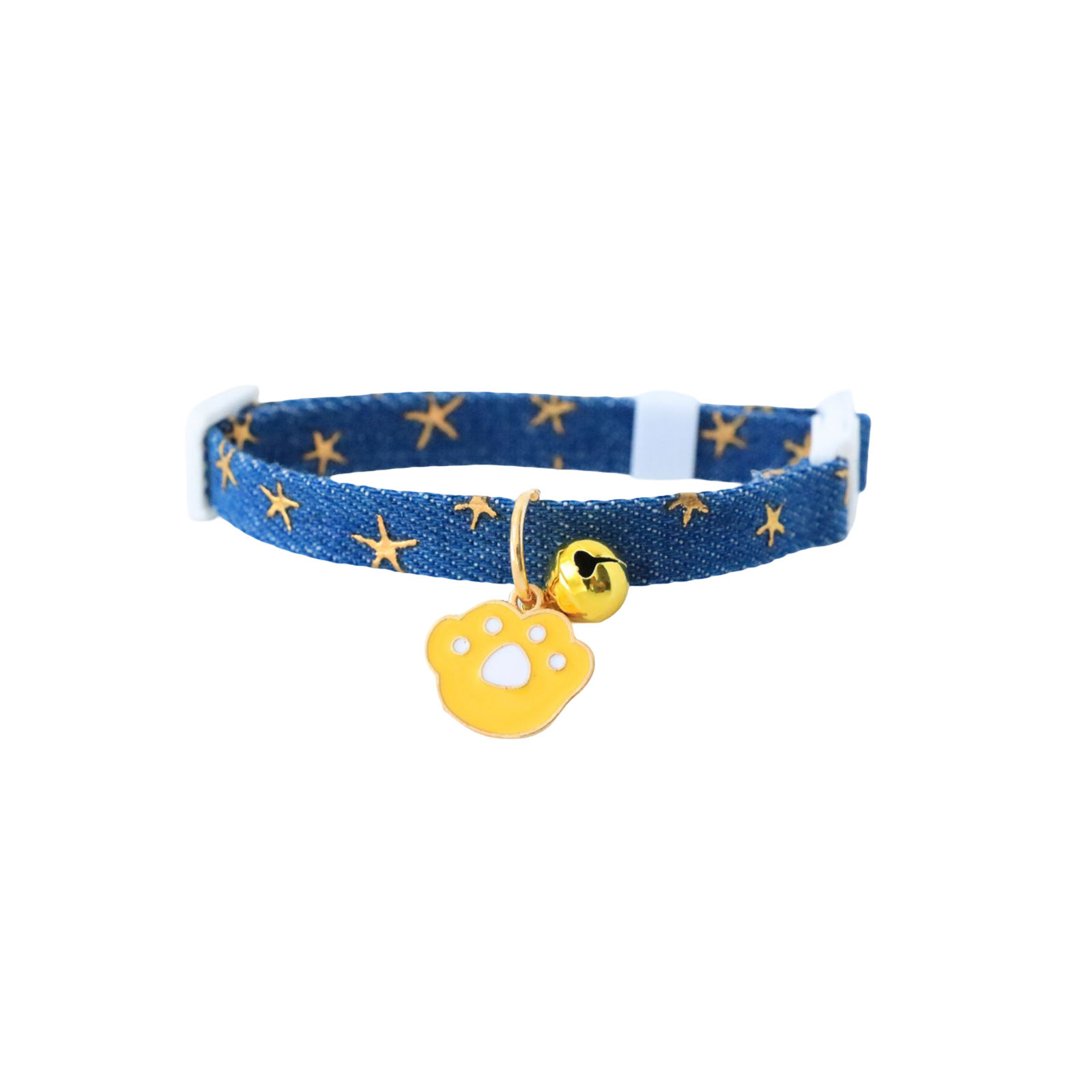 thumbnail image 2 of Collar Desmontable De Tela Vaquera Para Gatos Con Colgante. Adecuado Tanto Para Gatas Como Para Gatos. Estampado De Estrellas., 2 of 2